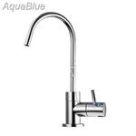 ברז מים בצבע כרום עם ידית צילינדר רבע סיבוב צוואר קשת רחבה גוף צילינדר, נורית לד וטיימר